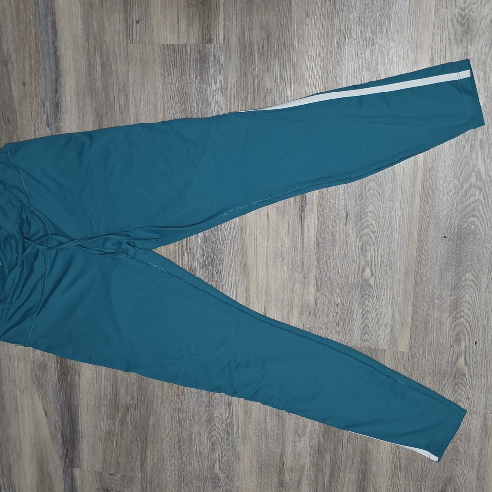 Teal Leggings with White Stripe